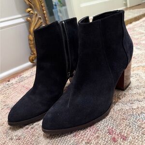Italian Navy Suede Ankle Boots